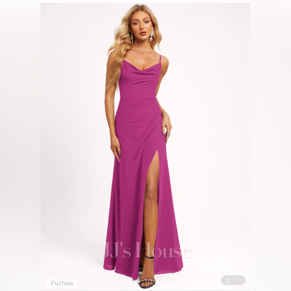 Fushia/ Magenta bridesmaid dress chiffon